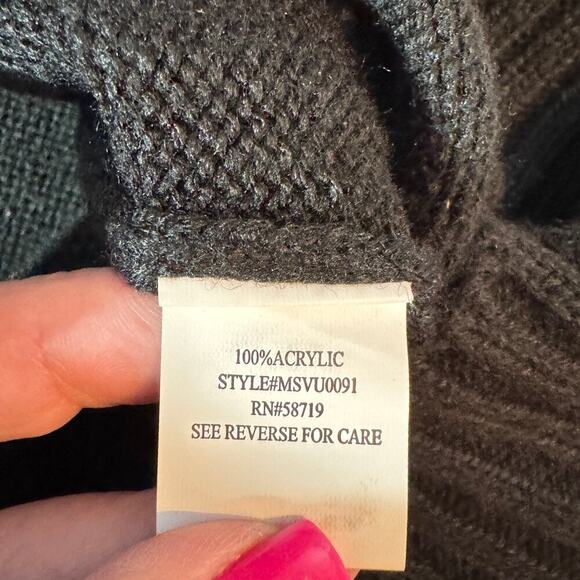 Notations Women's sz Large Sweater Knit Dress Black w/Gray Trim Midi Boat Neck - Picture 4 of 8